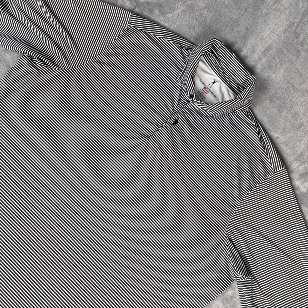 Fairway & Greene XL Golf Polo Shirt Striped Black‎ White Short Sleeve Mens
